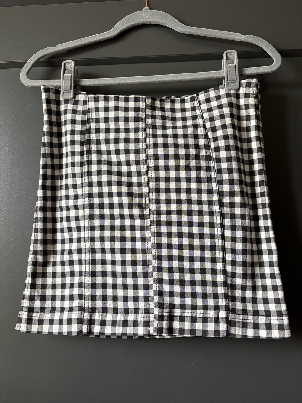 Free People Black and White Gingham Mini Skirt